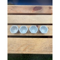 Vintage Blue and White Porcelain Hexagonal Miniature Cups / Planters – Set of 4