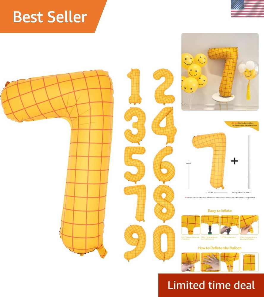 High-Quality 40-Inch Yellow Number 7 Balloon – Ideal for Themed Celebrations