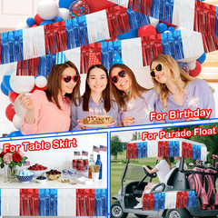 4 Pack Each 10Ft Foil Fringe Garland 4Th of July Parade Floats for Trailer Car,