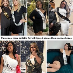 Luxurious 2-Pack Birthday Sashes: Black & White with Gold/Rose Gold Lettering