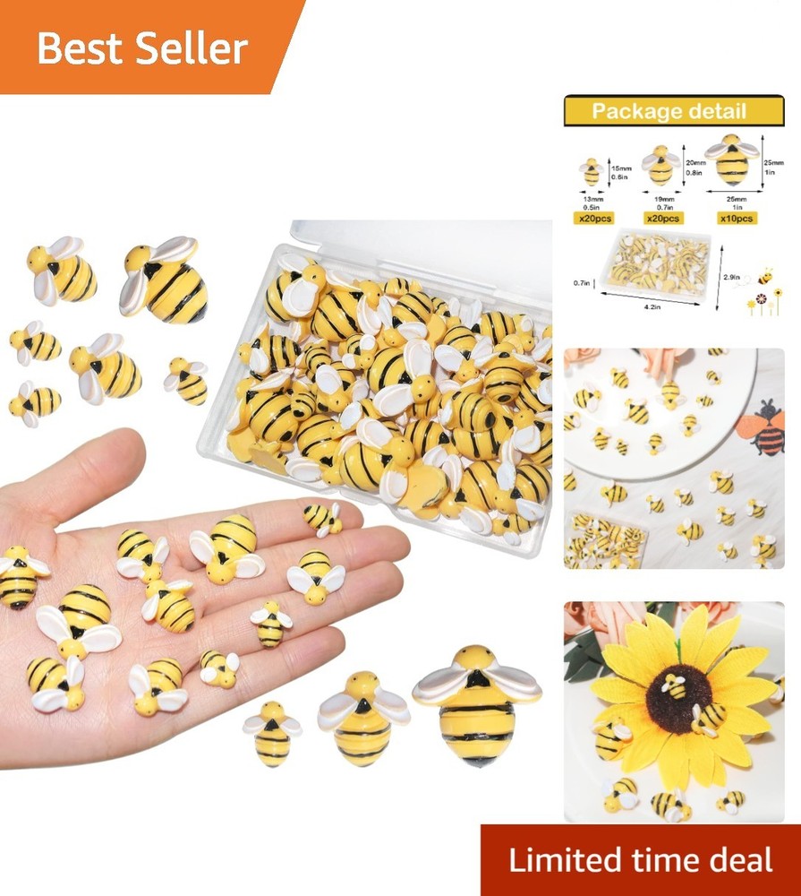 50 Pcs Tiny Craft Bees – Adorable Resin Bumble Bee Decor for Every Celebration