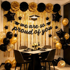 Graduation Decorations Class of 2026, Black and Gold Graduation Decorations with
