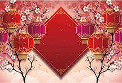 8x6ft Polyester Chinese Asian New Year Theme Party Backdrop Chinese Spring Festi