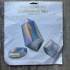 Amscan Table Decorations, 3 pcs, Diamond/Gem Shapes, Silver Iridescent