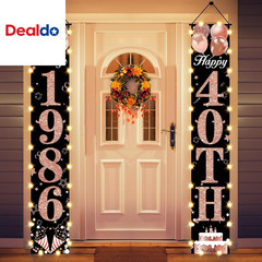 40Th Birthday Door Banner Lighted Decorations for Women,Rose Gold Black Vintage