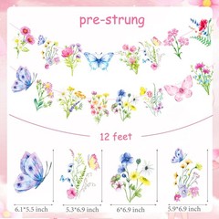 Wildflower Party Banners – 2PCS Birthday Party Supplies with Spring Floral De…