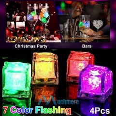 24x Waterproof Light Up LED Ice Cubes for Drinks Party Glowing Flashing Ice Cube