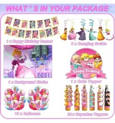 Mario Princess Peach Party Decorations, Mario Princess Peach Birthday Party Supp