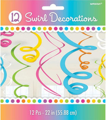 Multi Coloured Swirl Decorations, Pack of 12