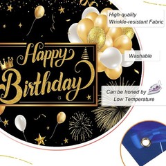 Chic Black & Gold Birthday Backdrop – Large 7x5ft Size for Celebratory Moments