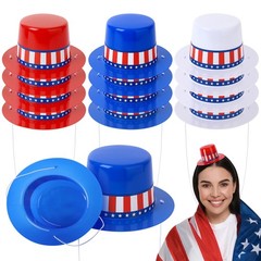 Small Patriotic Mini Top Hats Red White Blue 4th of July Party Decor Set