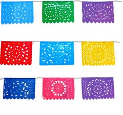 Mexican Party Fiesta 10″x13″ MEDIUM Multi color party flags 15′ string