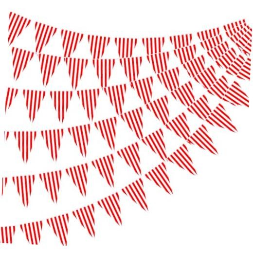 6 Pack Carnival Circus Party Decorations Striped Pennant Banner Red White