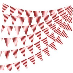 6 Pack Carnival Circus Party Decorations Striped Pennant Banner Red White