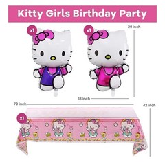 Hello Kitty Happy Birthday Party Decor Supplies Balloon Banner Plate Napkin Bags