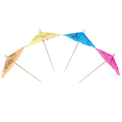 Assorted Umbrella Parasol 4″ Cocktail Food Picks Tropical Luau Choose Amount