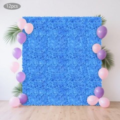 12PCS Artificial Hydrangea Wall Panels, Dark Blue, Handmade Silk Flowers 24x16in