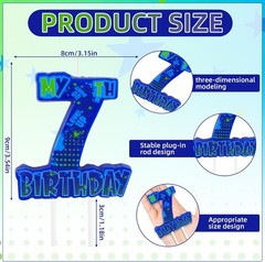 Video Game Birthday Number 7 Candle, 3.5 x3.2in Level Up Gamer 7th Birthday C…