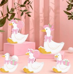 5 PCS Silly Goose Birthday Party Decorations Wooden Centerpieces Tiered Tray