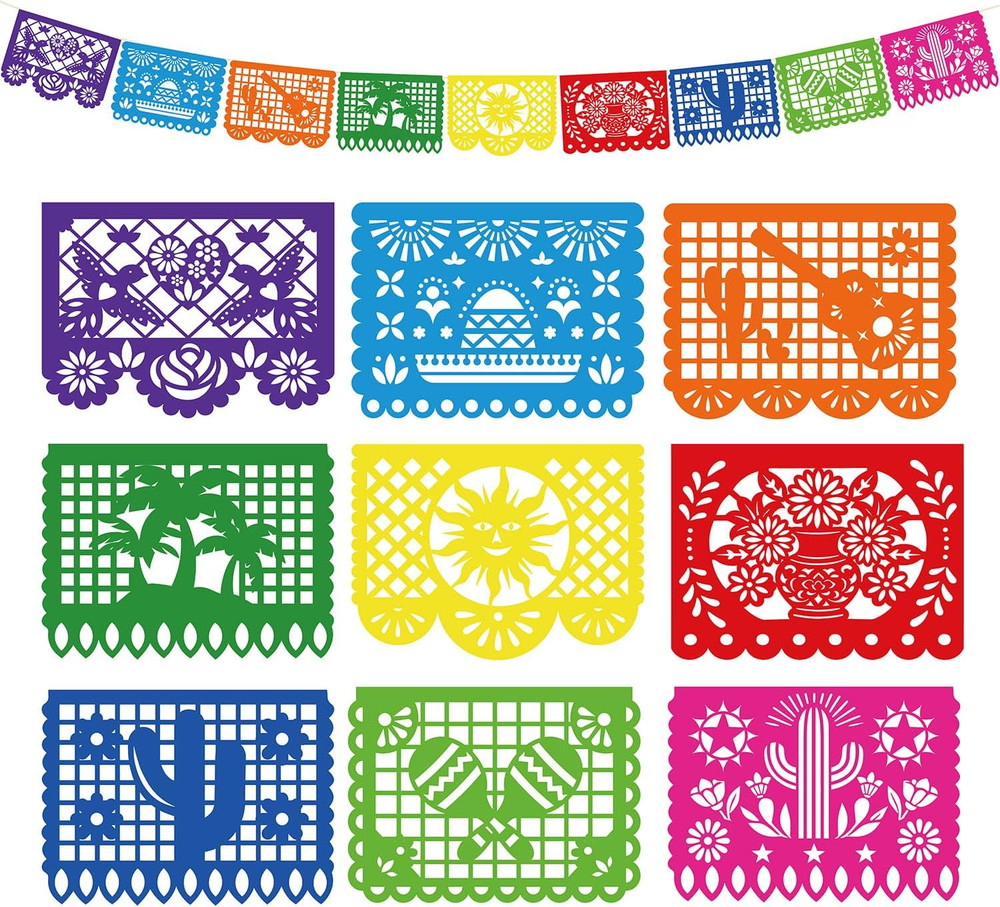 1 Pack Mexican Party Decorations – 18 FT Large Fiesta Banner, Plastic Papel