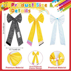 3 Pcs Back to School Decorations 31.5 Inches Large Wall Bow Giant Bow Pencil Com