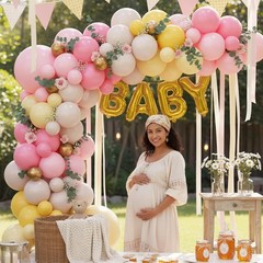152pcs Pink Yellow Balloon Arch, Pastel Pink Baby Pink Macaron Yellow Ivory W…