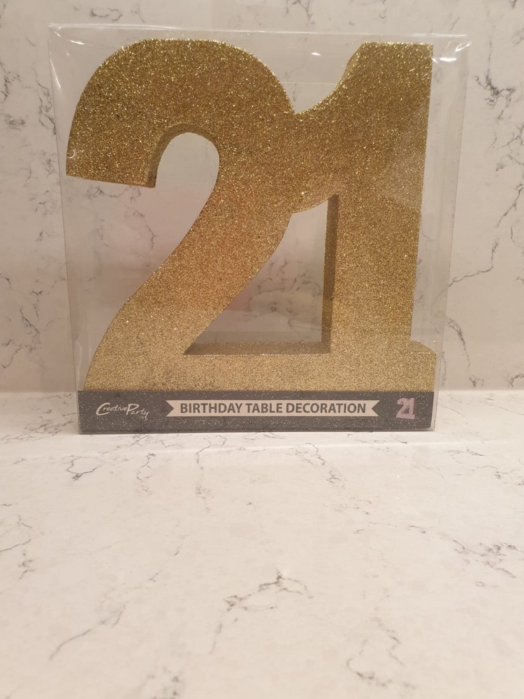 Sparkly gold «21» table decoration 8.25″ 21cm