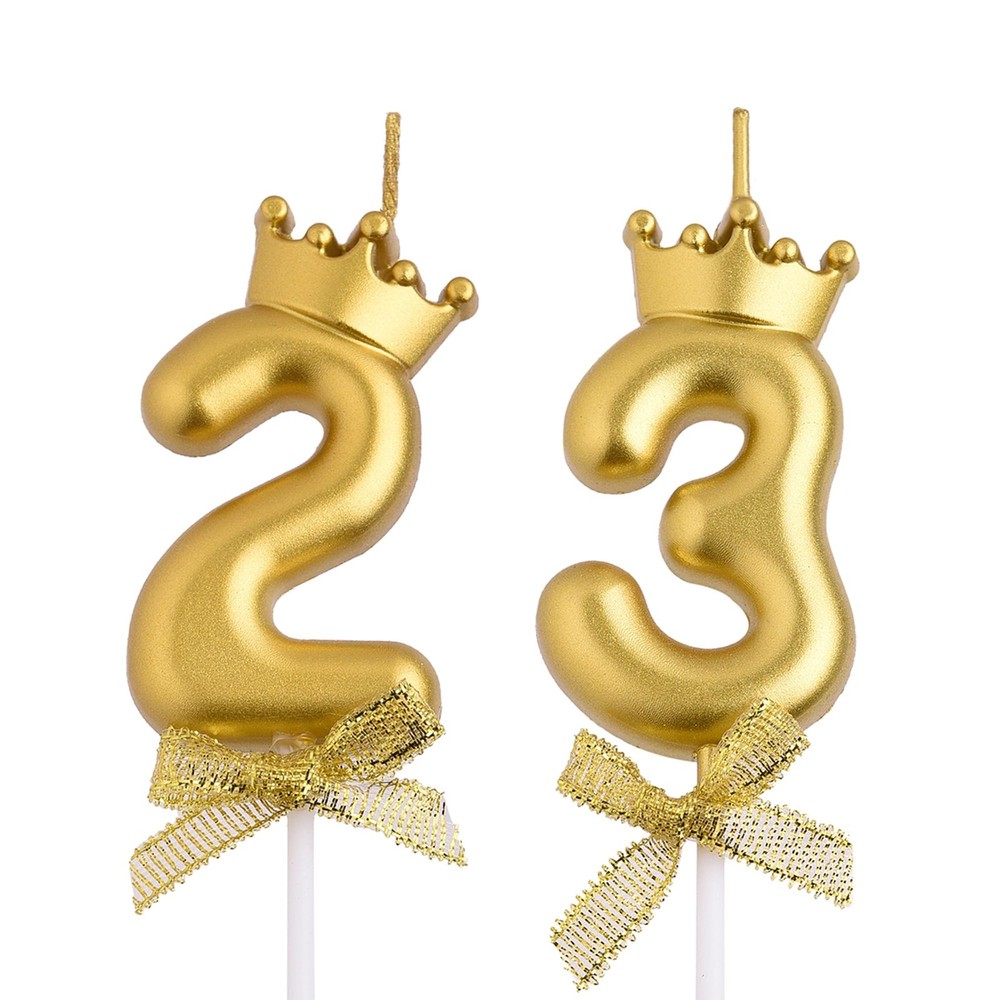 VSHILI 23rd 32nd Birthday Candles, Gold 1.3 inches (W) x 6.1 (H),