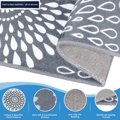 StepRite Runner Rug 2 x 6 ft, Washable Rugs, 2′ x 6′ (Rectangular), Grey
