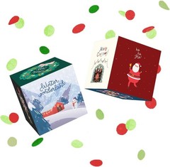 PopBox Pop-Up Christmas Card with Confetti Surprise Gift Box Explosion