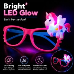 LED Light Up Unicorn Glasses for Birthday Party Glow Party Dress Up (12 Packs)