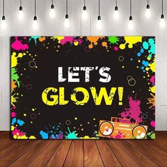 Vinyl Glow Splatter Photography Background 5x3ft Dark Party Teen Birthday Prop