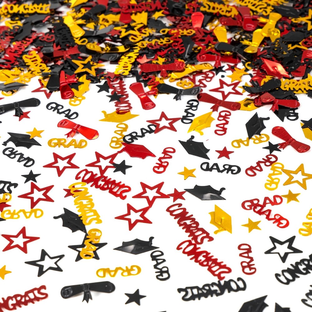 1000 PCS Red Gold Black Congrats Grad Class Of 2026 Graduation Confetti