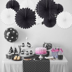 20 PCS Black White Round Hanging Honeycomb Paper Fan Graduation Party Supply