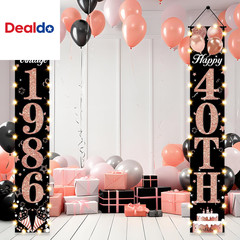40Th Birthday Door Banner Lighted Decorations for Women,Rose Gold Black Vintage