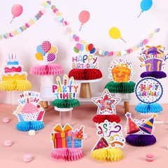NatNarr Birthday Table Decorations Happy Birthday Honeycomb Centerpieces | 12 PC