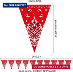 Boao 5 Pack Western Cowboy Party Decorations Bandana Pennant Banner Wild West De