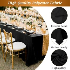 Teruntrue 8 Pack Black Tablecloths for 8 Foot Rectangle Tables 60 x126 inch,Poly