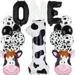 Cow Balloons 40 Inch Cow Print Number Balloon 1 Barnyard Western 18 Pcs Kit