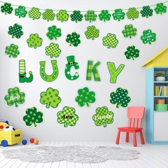 77Pcs St. Patrick’s Day Shamrock Cutouts Decorations Green Lucky Irish Paper…