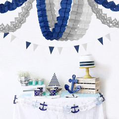 Navy-Blue White-Silver Party-Decorations Streamers Garland – 12Pcs Royal Graduat
