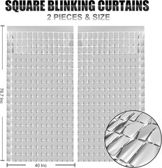 Silver Shimmer Wall Backdrop, Square Backdrop Curtain,2Pcs 3.3X6.6 Feet Silver S