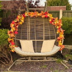 3 Pack Fall Leaf Garland with Lights, Total 17.7 Ft String Lights Fall Vines …