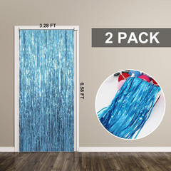 2 Pack Party Decorations Blue Streamers Fringe Backdrop Ocean Themed Decorations