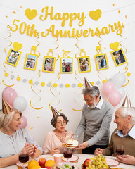 50Th Wedding Anniversary Party Decoration Set – «Happy 50Th Anniversary» Banner,