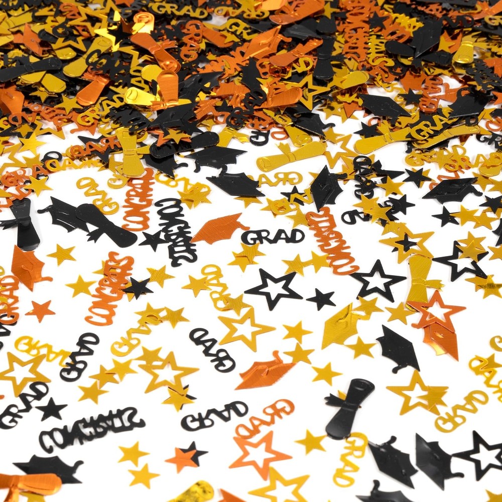 Orange and Black Graduation Confetti 2025, 1000 Pcs Grad Confetti Class of 20…
