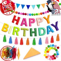 Woonnuk Felt Birthday Banner Rainbow