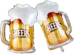 Beer Mug Cheers Foil Balloons,Valentine Wedding Birthday Party Decorations,2Pcs
