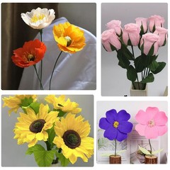 12 Rolls Crepe Paper DIY Kit, Bright Colors, Floral Tape, 50 Green Wires
