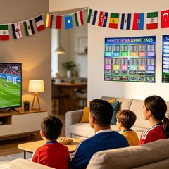 2Pcs World Cup Football 2026 Wall Chart A2 & 49ft/15m Flags Bunting for 2026 …